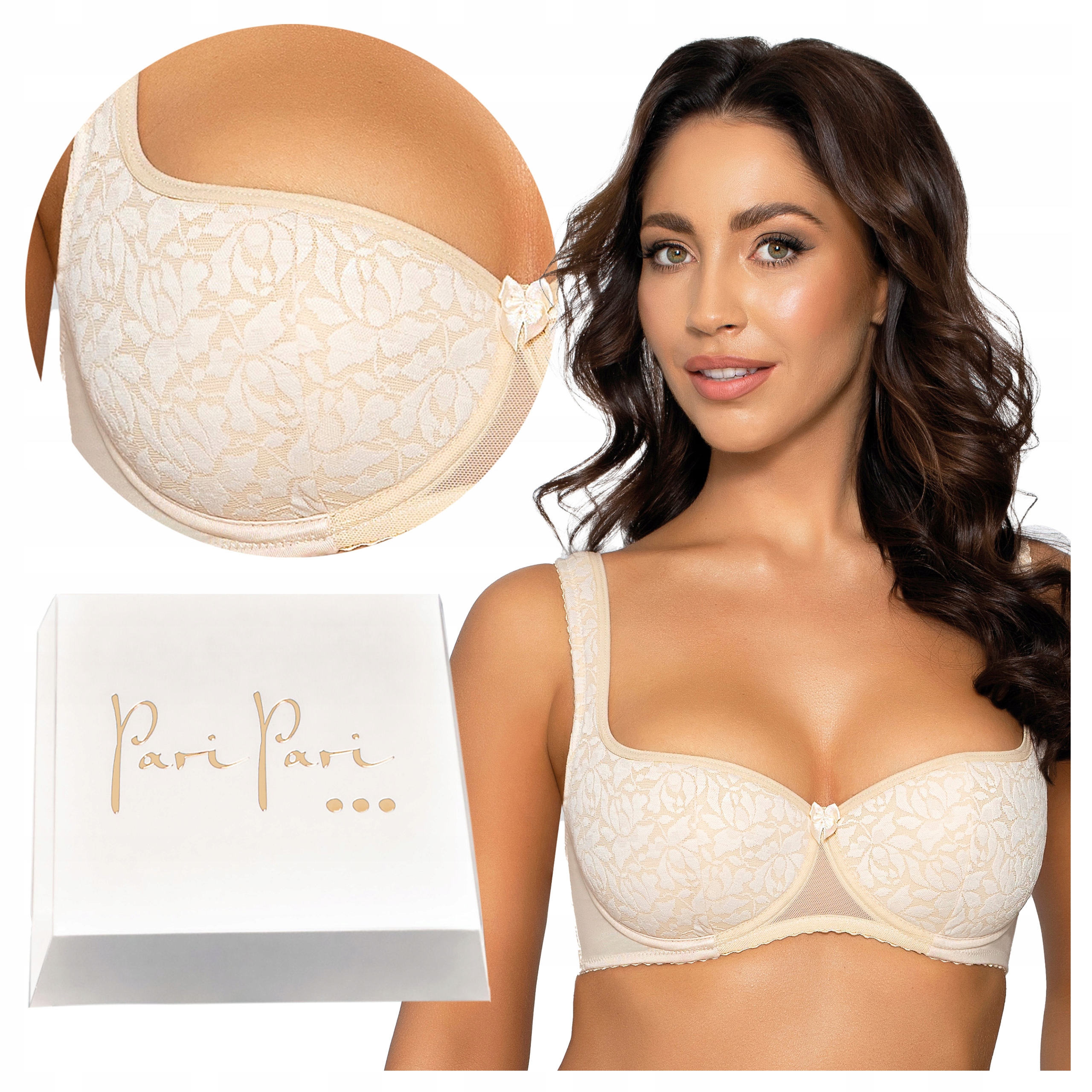 Elegantní vyztužená podprsenka Balkonetka s potiskem Sylvie Béžová 100C