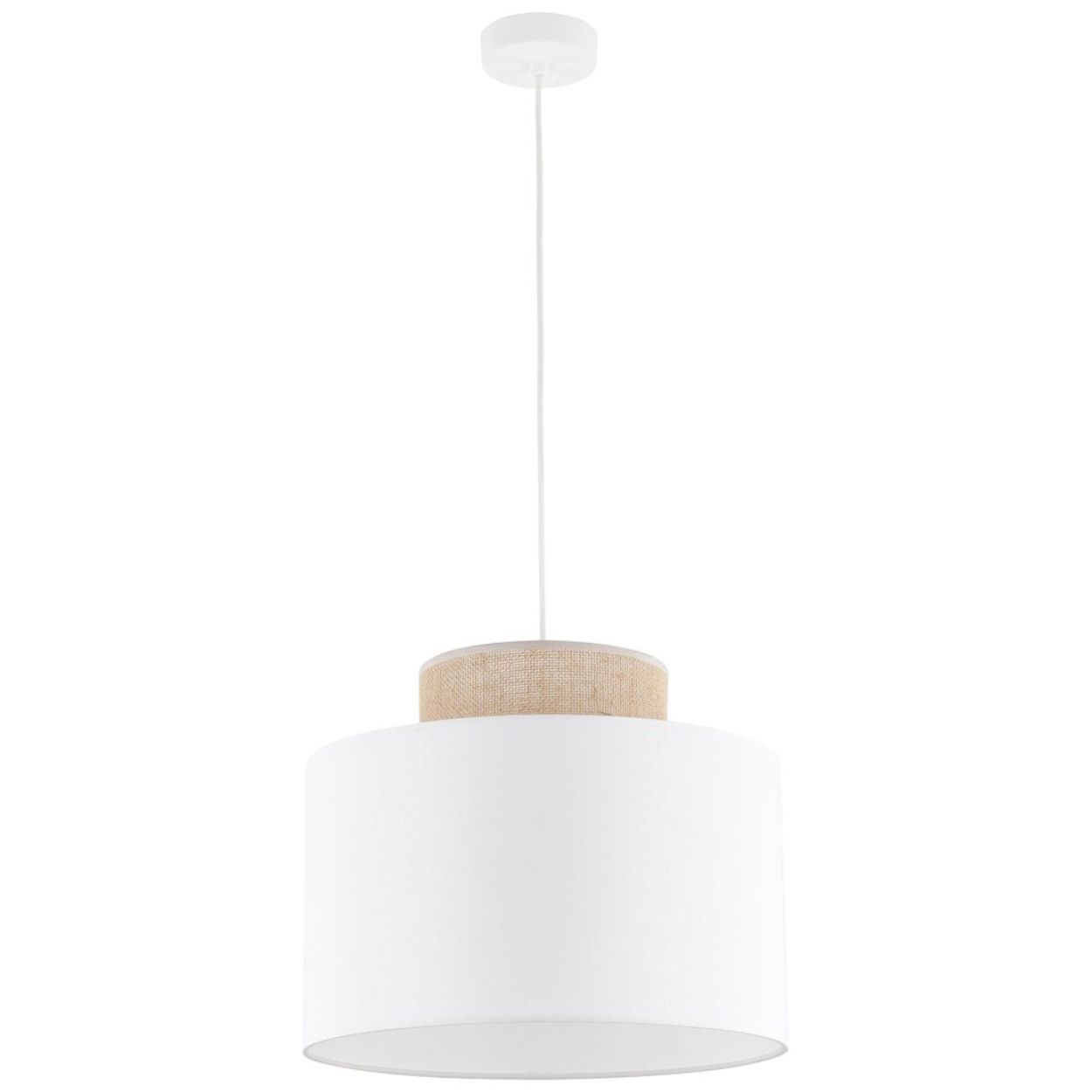 Závěsná lampa Duo bílá juta 1xE27 Moderní Stropní Osvětlení Obývacího Pokoje