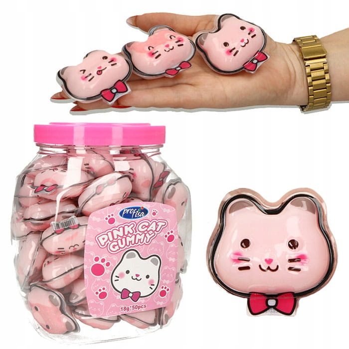 Levně XXL Želé Bonbony Růžové Kočičky Pink Cat Gummy (18 G) 50 Ks