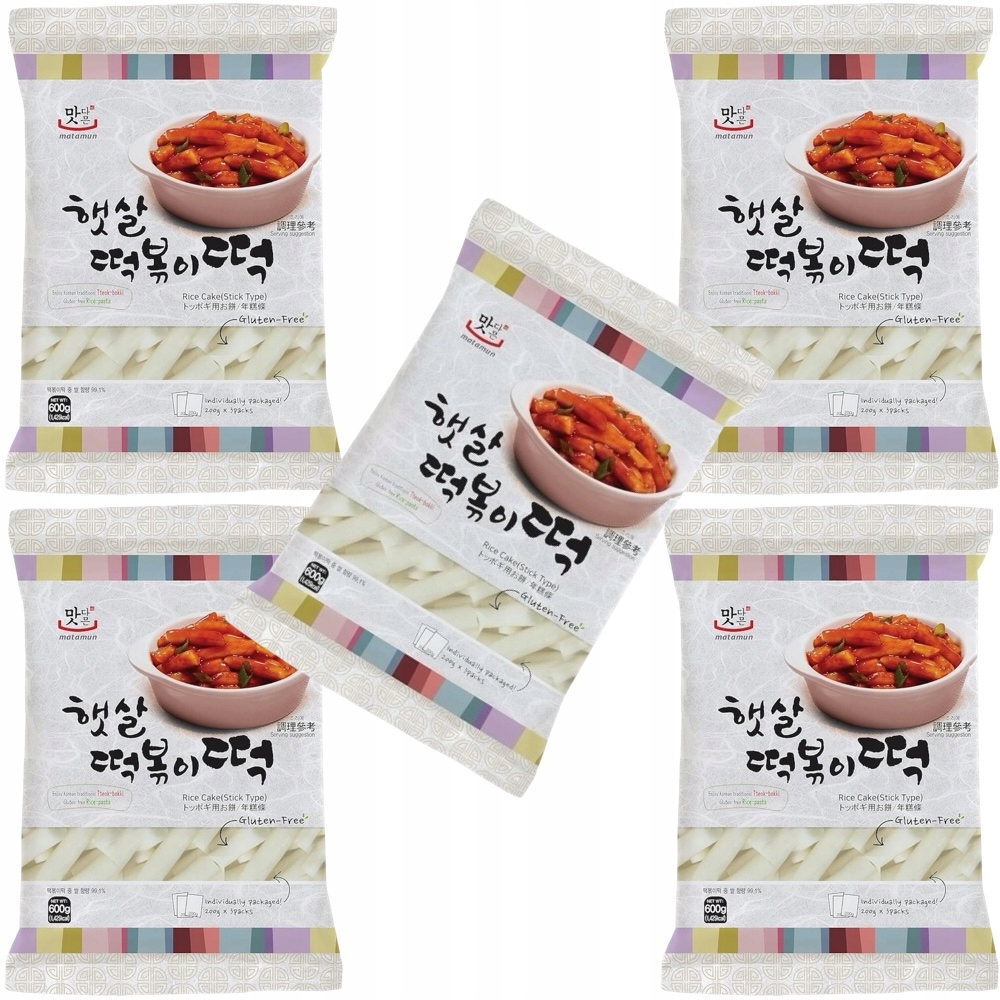 5x Koreańskie Kluski Ryżowe Tteokbokki Topoki Tteokmyeon Rurki 600g Matamun