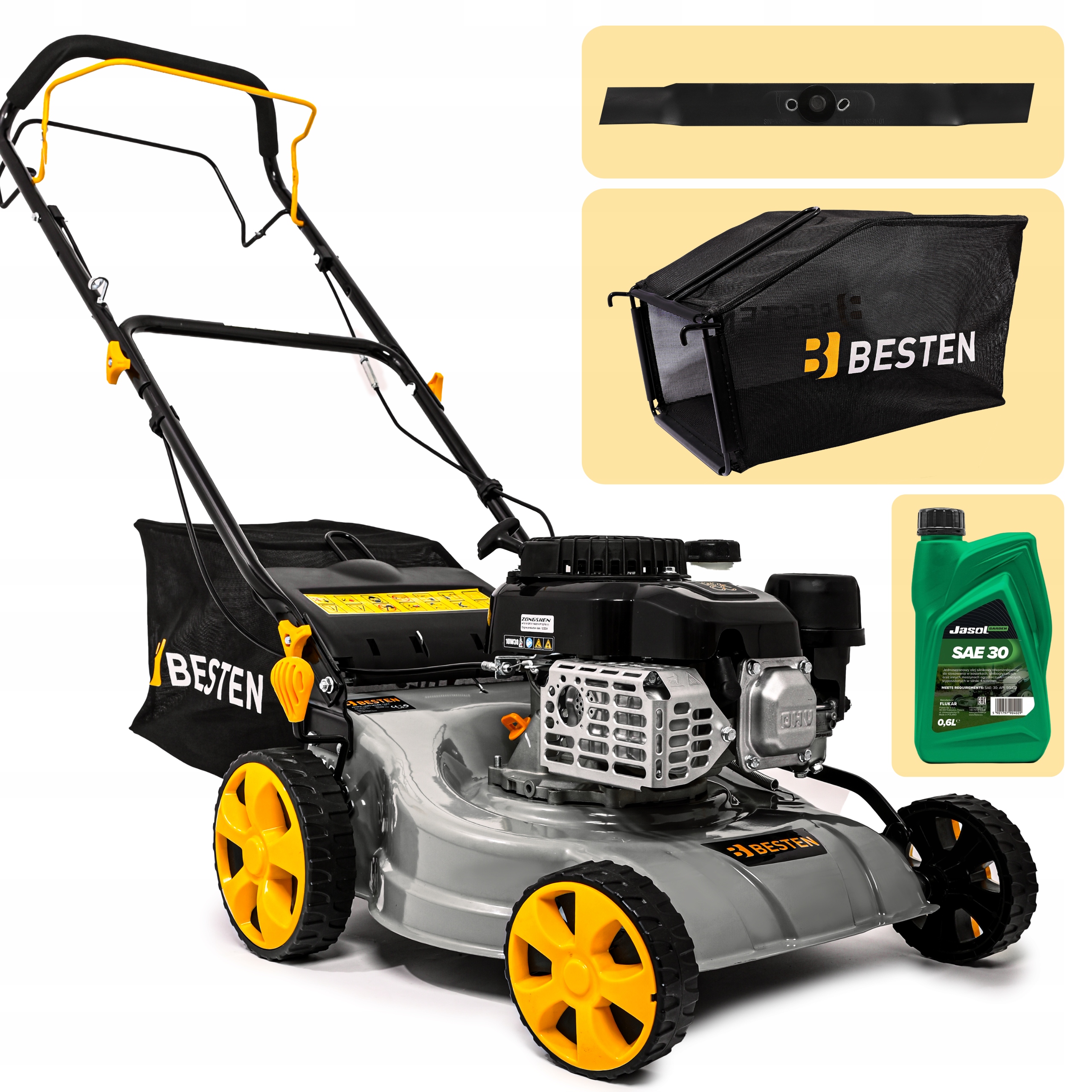 KOSIARKA SPALINOWA DO TRAWY Z NAPĘDEM MOCNA KOSZ 40L POJEMNOŚĆ 132CC Europejski standard emisji spalin EURO 5