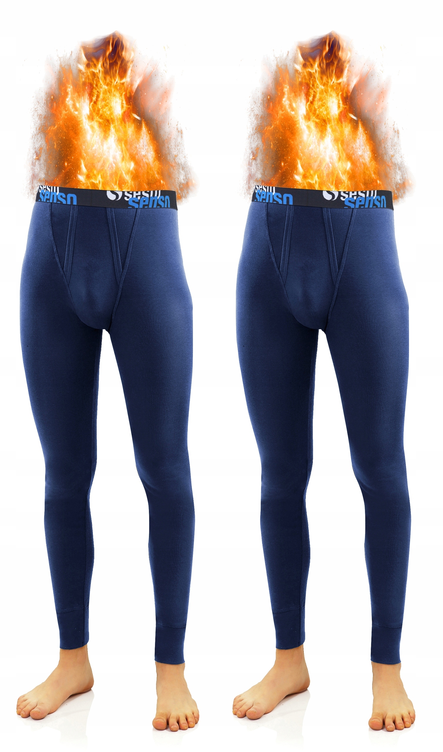 Sesto Senso Pánské bavlněné termokalhoty 2ks XXL, modré