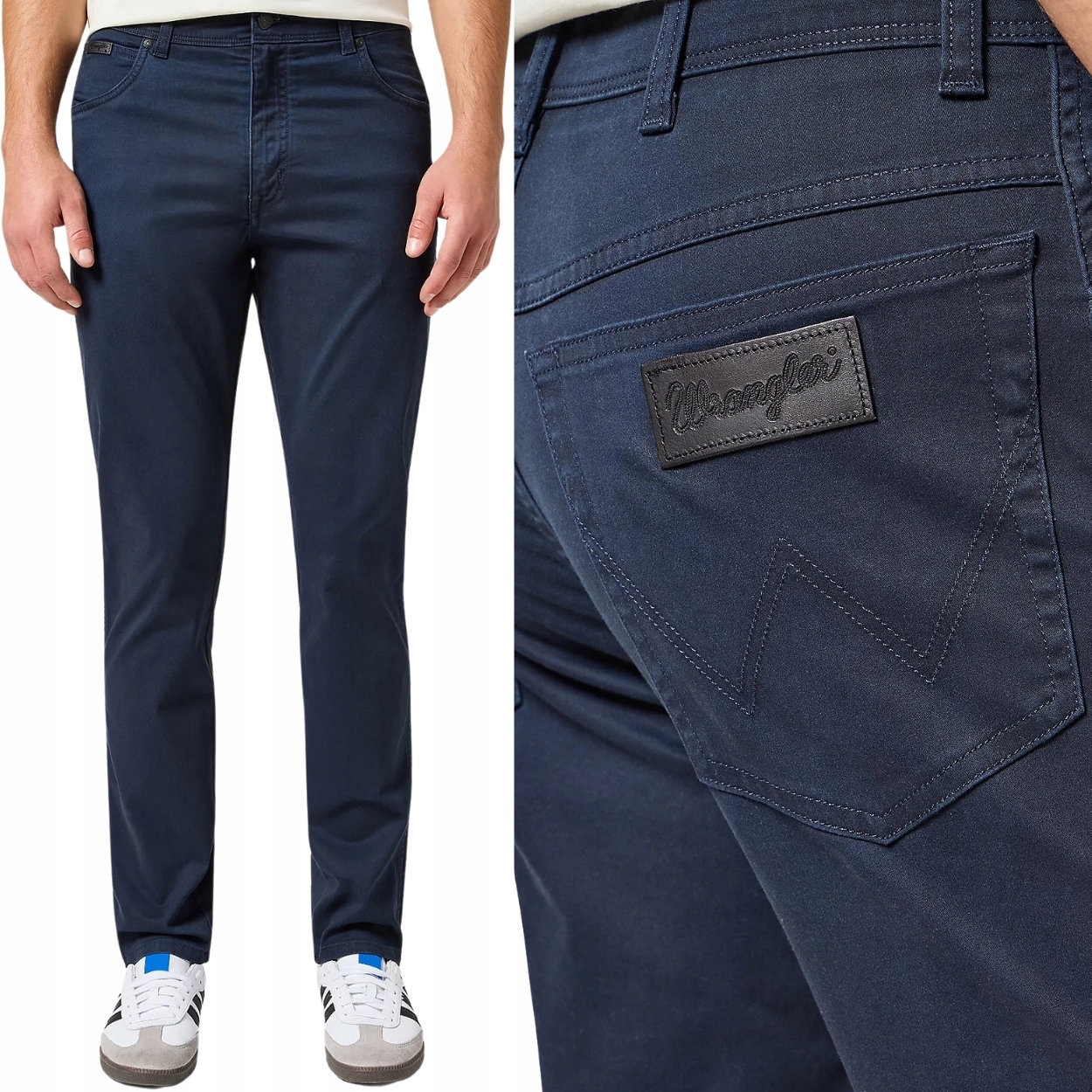 Wrangler Texas Slim Dark Navy lehce přiléhavé látkové kalhoty W33 L30