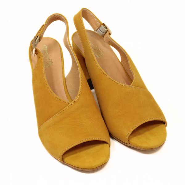 Kožené nubukové sandály Espinto s356 hořčice r38