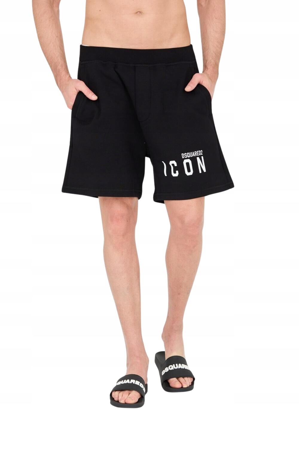 DSQUARED2 Černé pánské šortky s logem Icon XXL