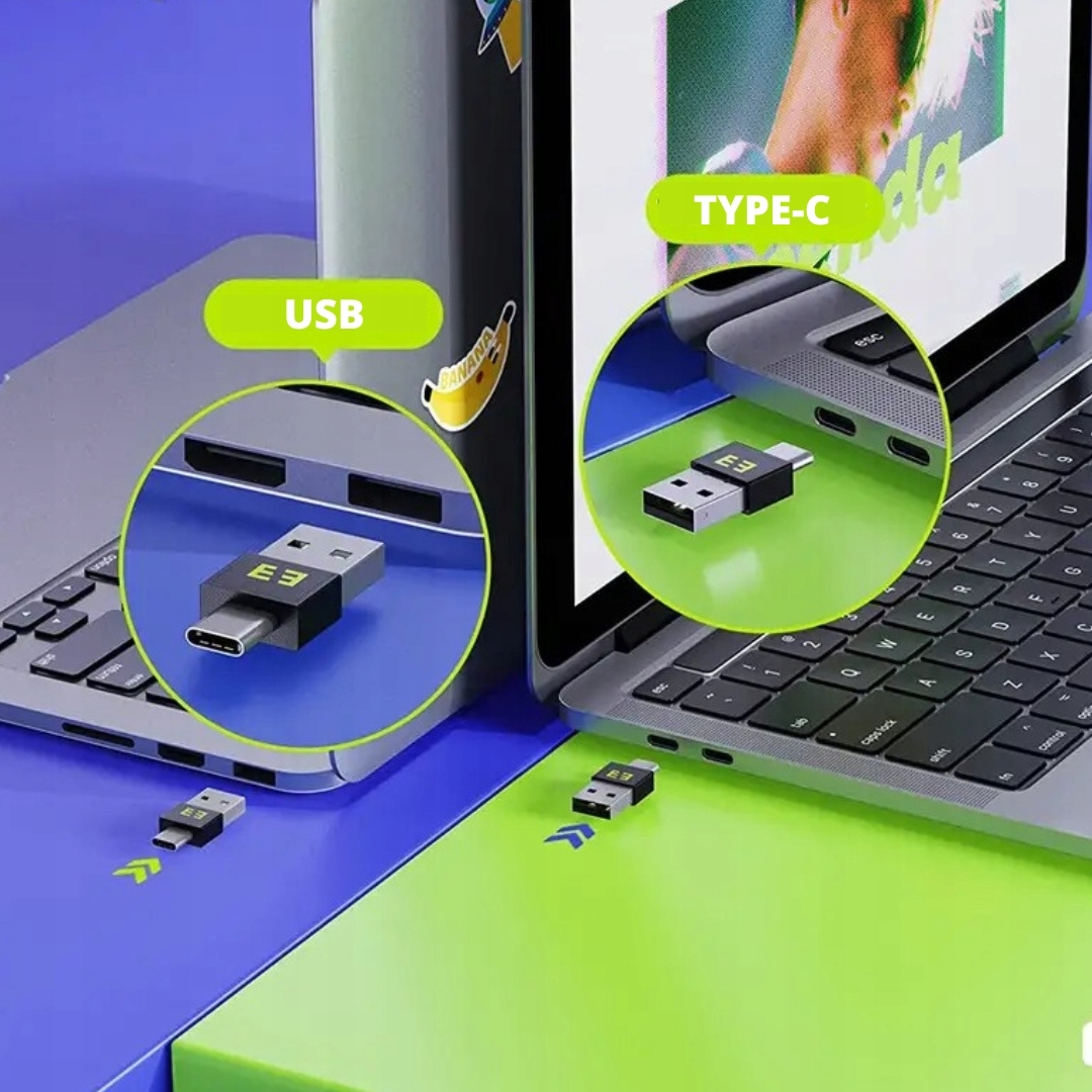 SYMULATOR MYSZKI RUCHU MYSZY MOUSE JIGGLER 2w1 USB-C USB-A PRACA ZDALNA Interfejs USB USB (Radio 2.4 GHz)