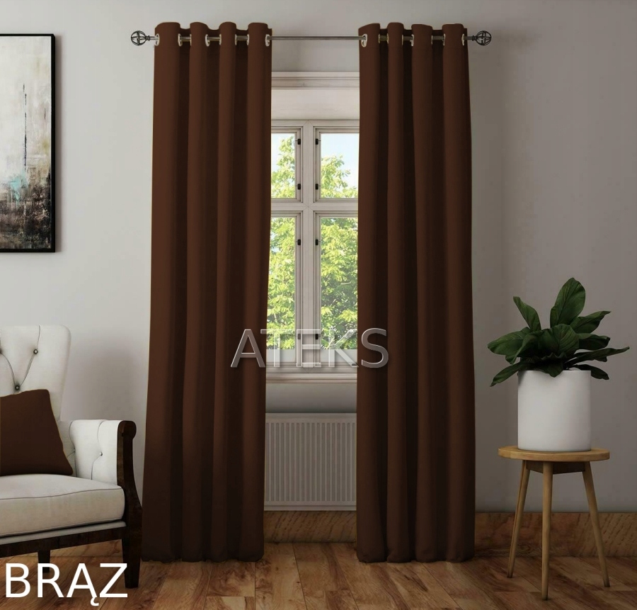 ZASŁONY MATOWE ZASŁONA PRZELOTKI 145x250 brązowy Wzór gładki