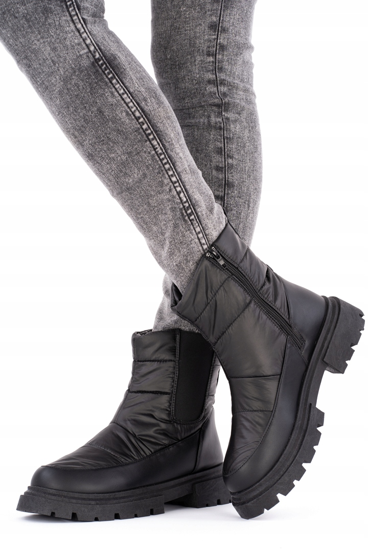 Czarne śniegowce damskie grubo ocieplane z gumką 39 Marka bez marki