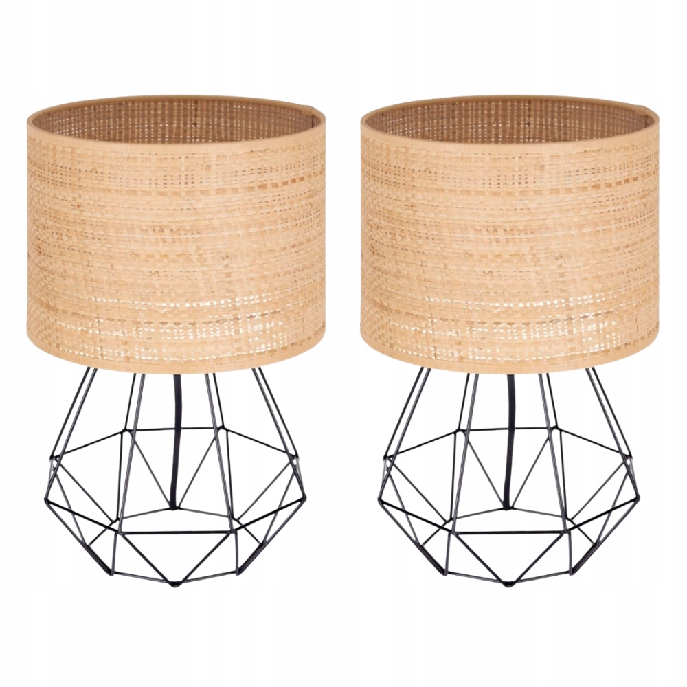 

Rattanowa Lampka Nocna Stołowa Ratan Boho 2 Sztuki