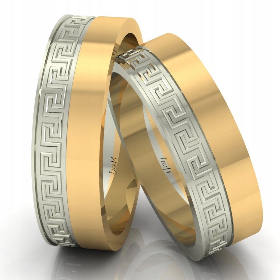 Dvoubarevné Prsteny Bílo-žluté Zlato 585 Řecký Vzor