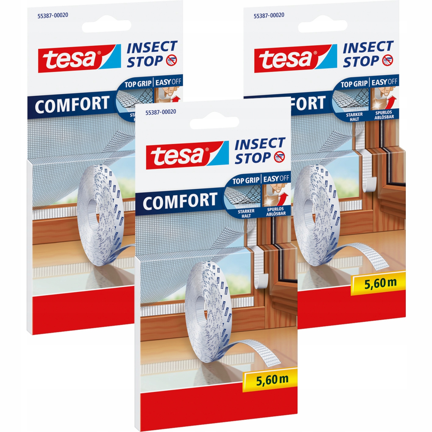 TESA COMFORT Rzep samoprzylepny do moskitiery siatki 5,6m biały x 3 szt.