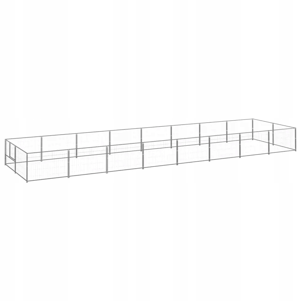 Levně Kotec pro psa, stříbrný, 16 m2, ocelový