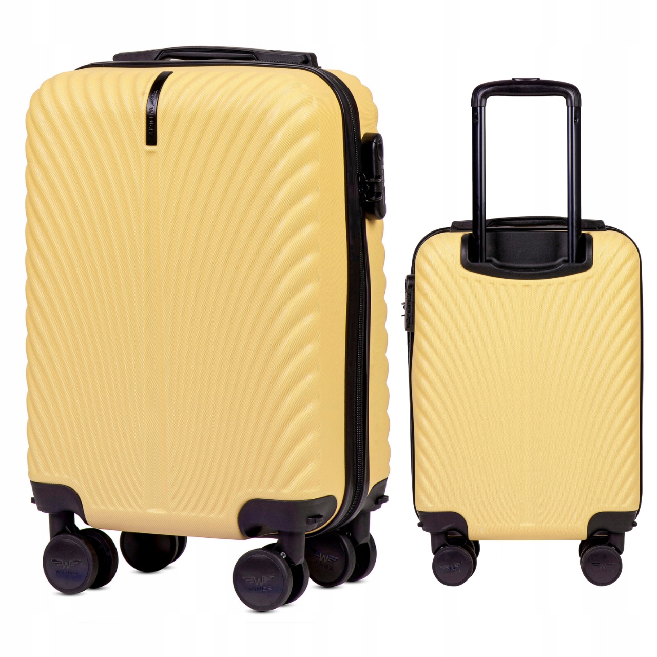 Kabinový cestovní kufr Wings Žlutý Abs+ 4 kolečka šifrovací zámek Zavazadlo