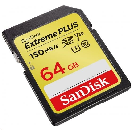 SANDISK 64GB SD SDXC Class 10 EXTREME 150MBs UHS-3 V30 karta pamięci