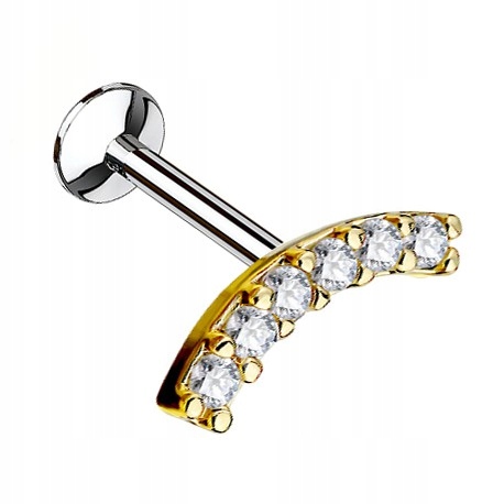 

Labret z kryształowym łukiem Gwint 1,2/8 złoty