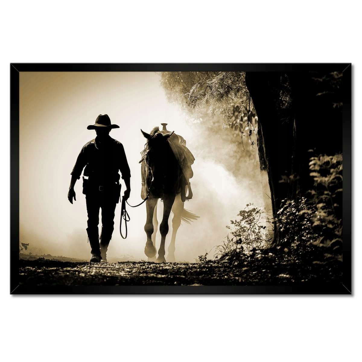 Plakáty v rámu 60x40 CowBoy se svým koněm
