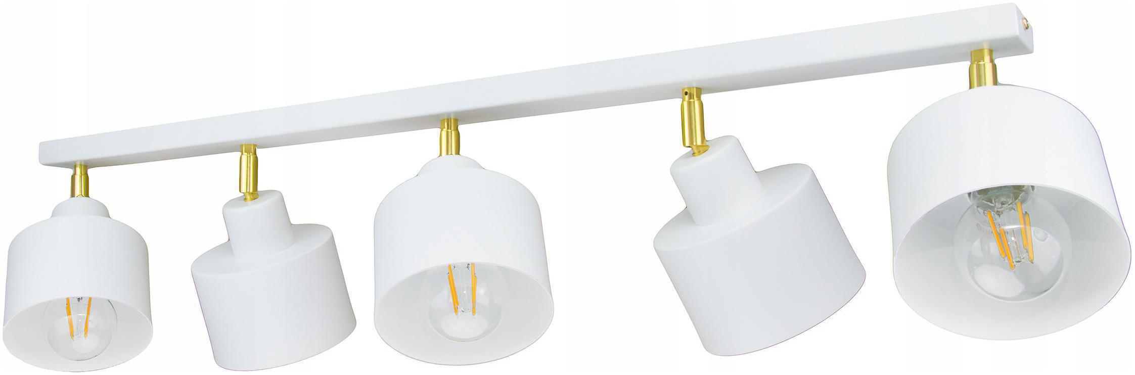 Lampa Listwa Sufitowa Wisząca Biała Złota 5 Loft Ruchome Klosze Led E27