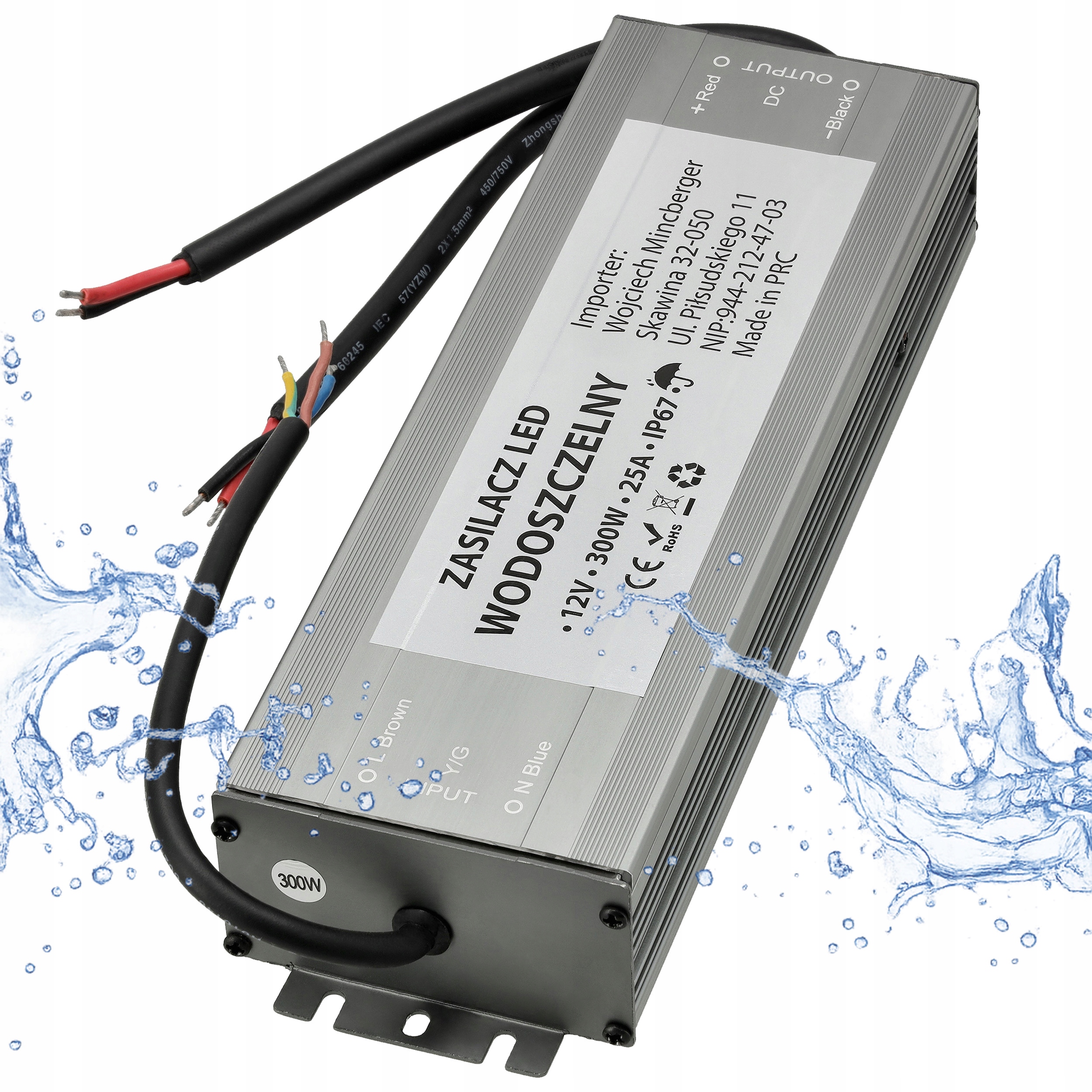 Led zdroj 12V Hermetický 300W 25A Vodotěsný pro pásky