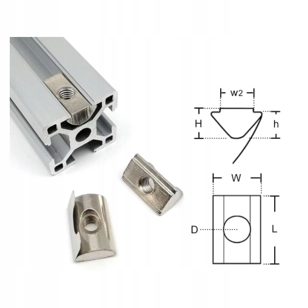 Nakrętka z Blokadą Sprężyną Wpust M5 - do Profili Aluminiowych 2020 Kod producenta 5904384769797