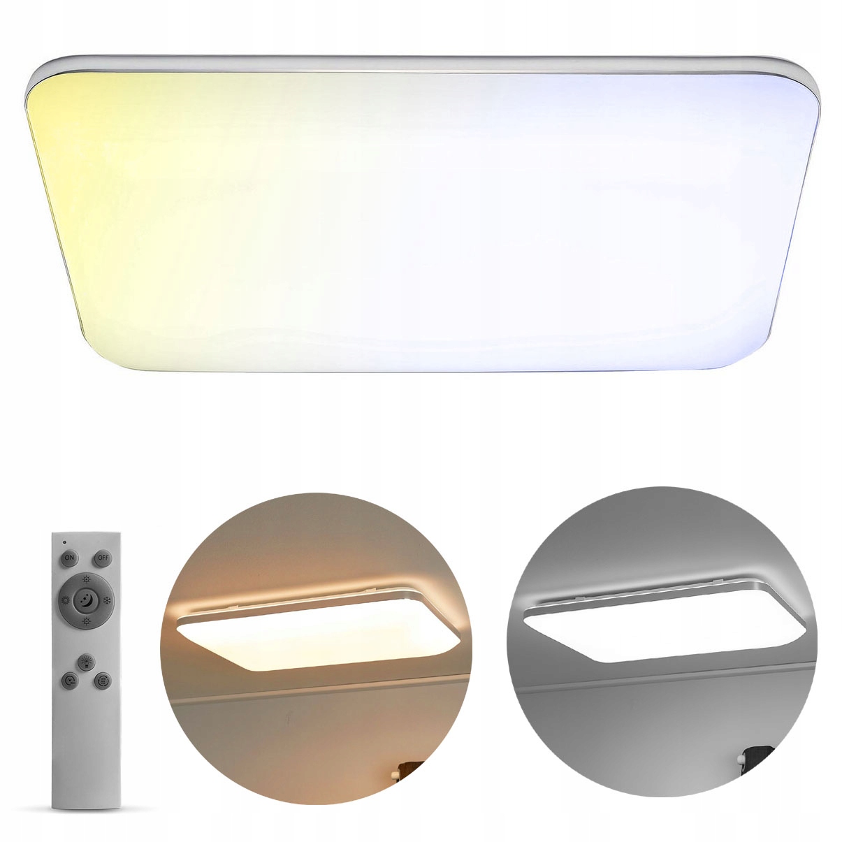 Lampa sufitowa duży plafon Led 42W na pilota Zmienna Barwa Salon Sypialnia