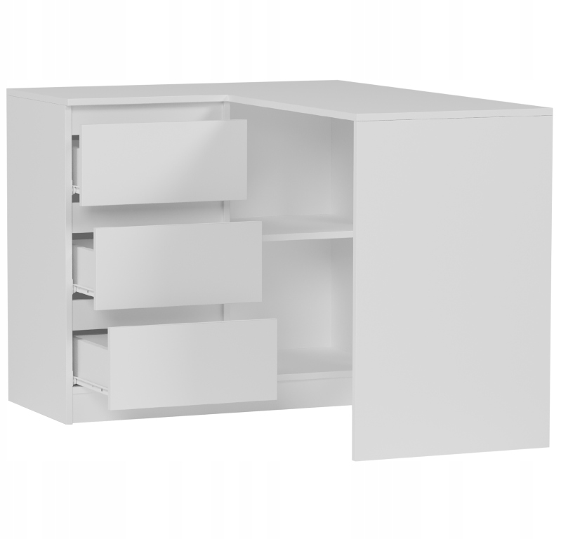 MEBLE BIURKO NAROŻNE KOMPUTER LEWE BIAŁE N-4L