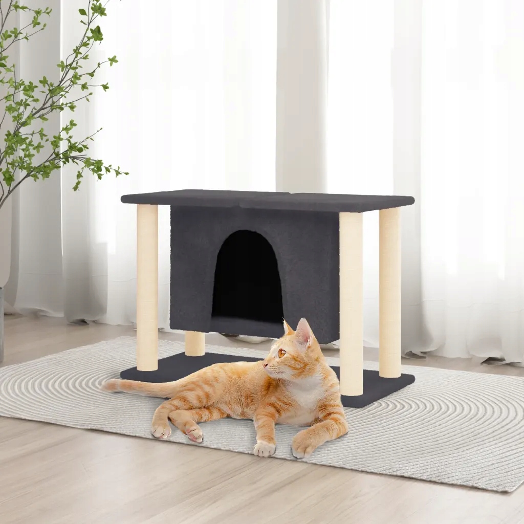 Levně Petrashop Škrabadlo pro kočky se sisalovými sloupky tmavě šedé 50 cm Šedá