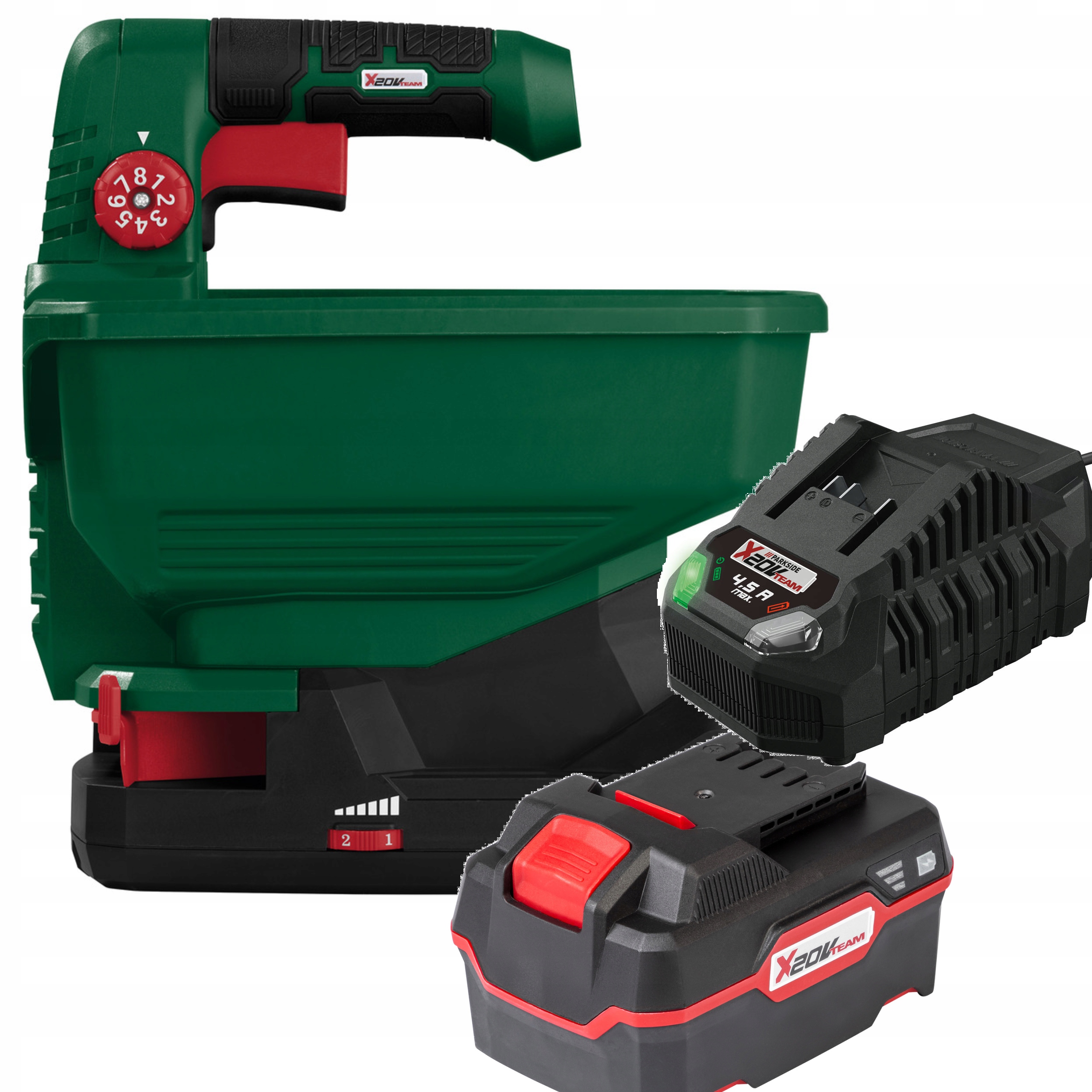 Akumulátorový secí stroj Parkside akumulátor 4 Ah rozmetadlo pro hnojení 3,3 l