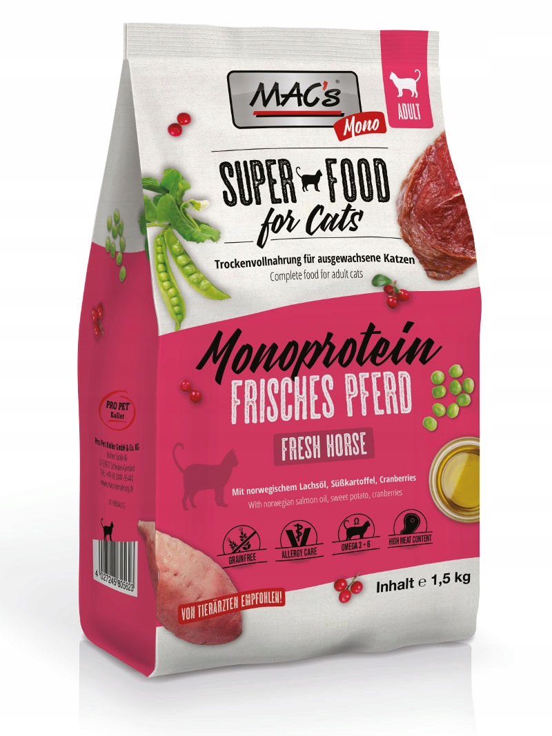 Sucha Karma Monobiałkowa Dla Kota Mac's Cat Fresh Horse Konina 1,5kg