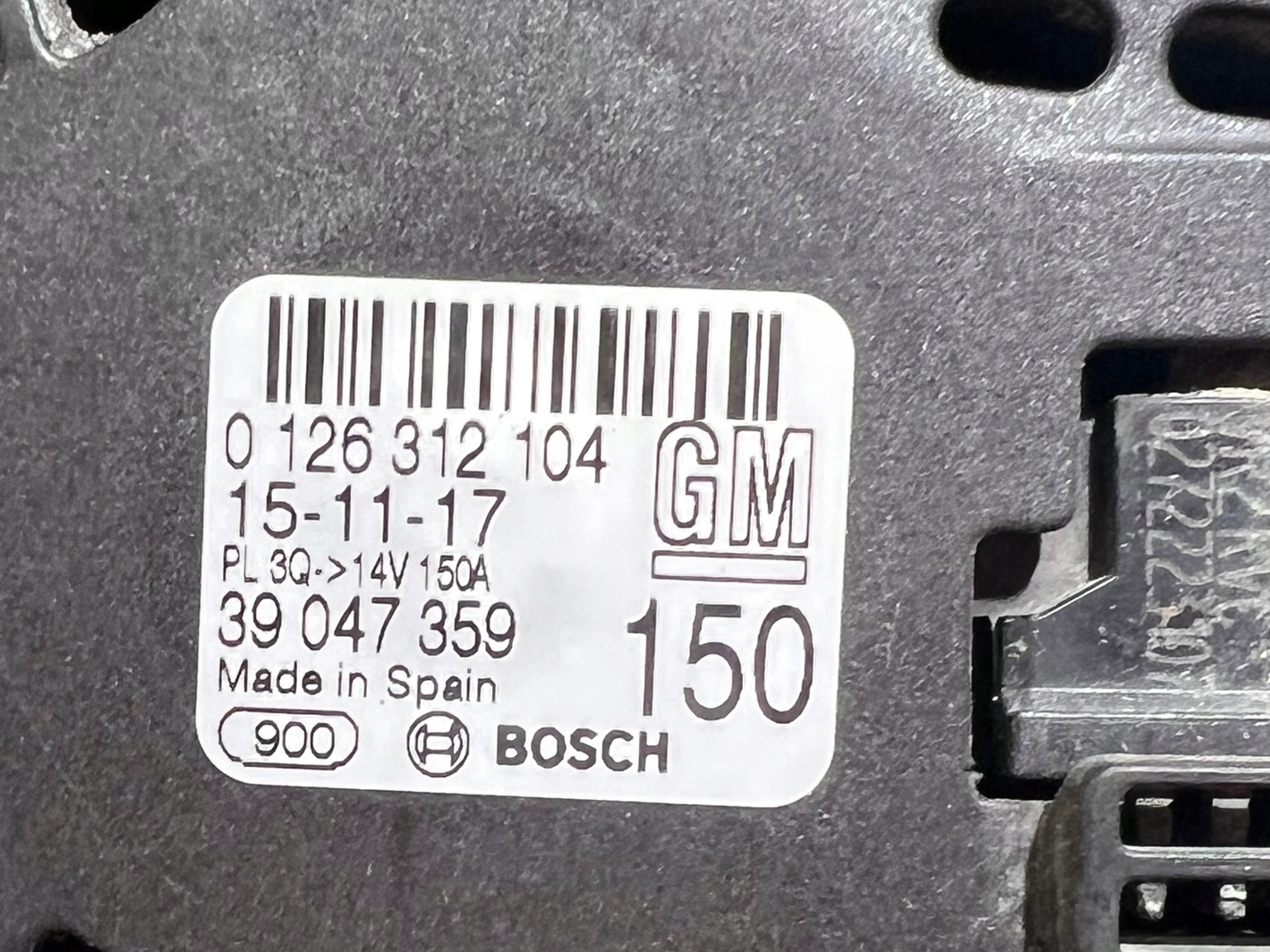 alternator complete 39047359 150A BOSCH OPEL CORSA E 1.3 CDTI