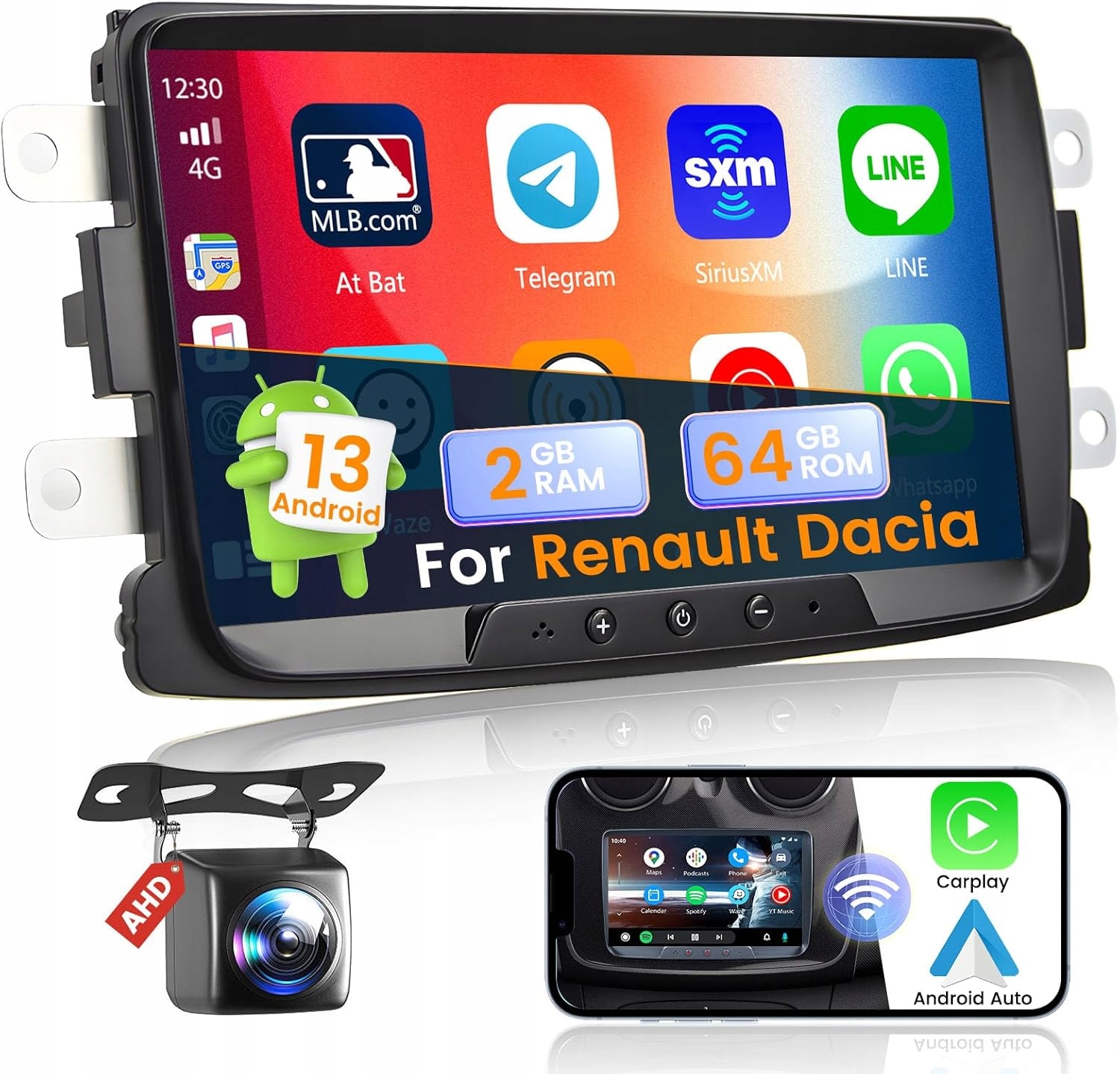 Rádio Navigácia Gps Android Dacia Sandero Logan Lodgy Renault Captur 4+64GB