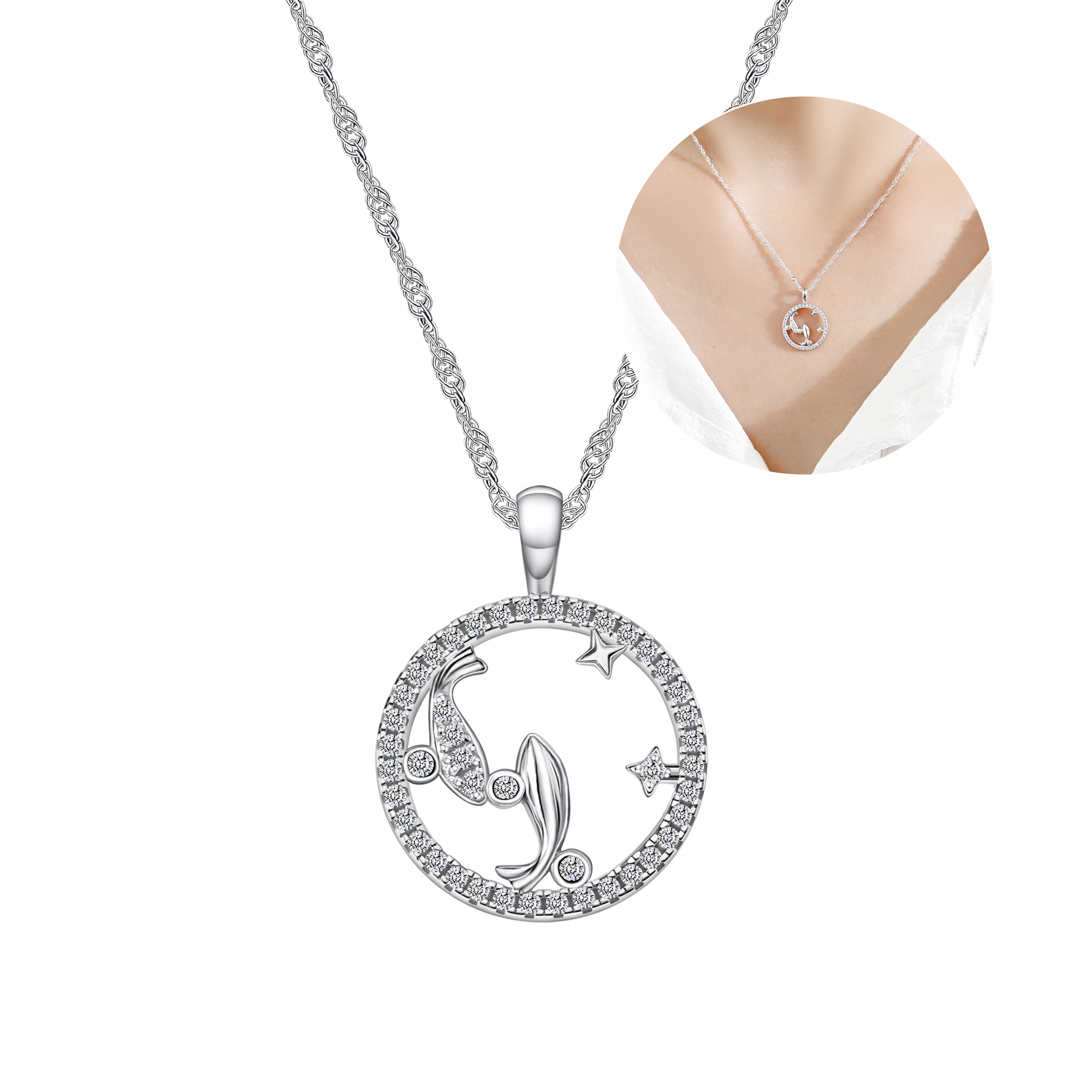 Stříbrný dámský náhrdelník stříbro znamení zvěrokruhu Ryby stříbro o ryzosti 925