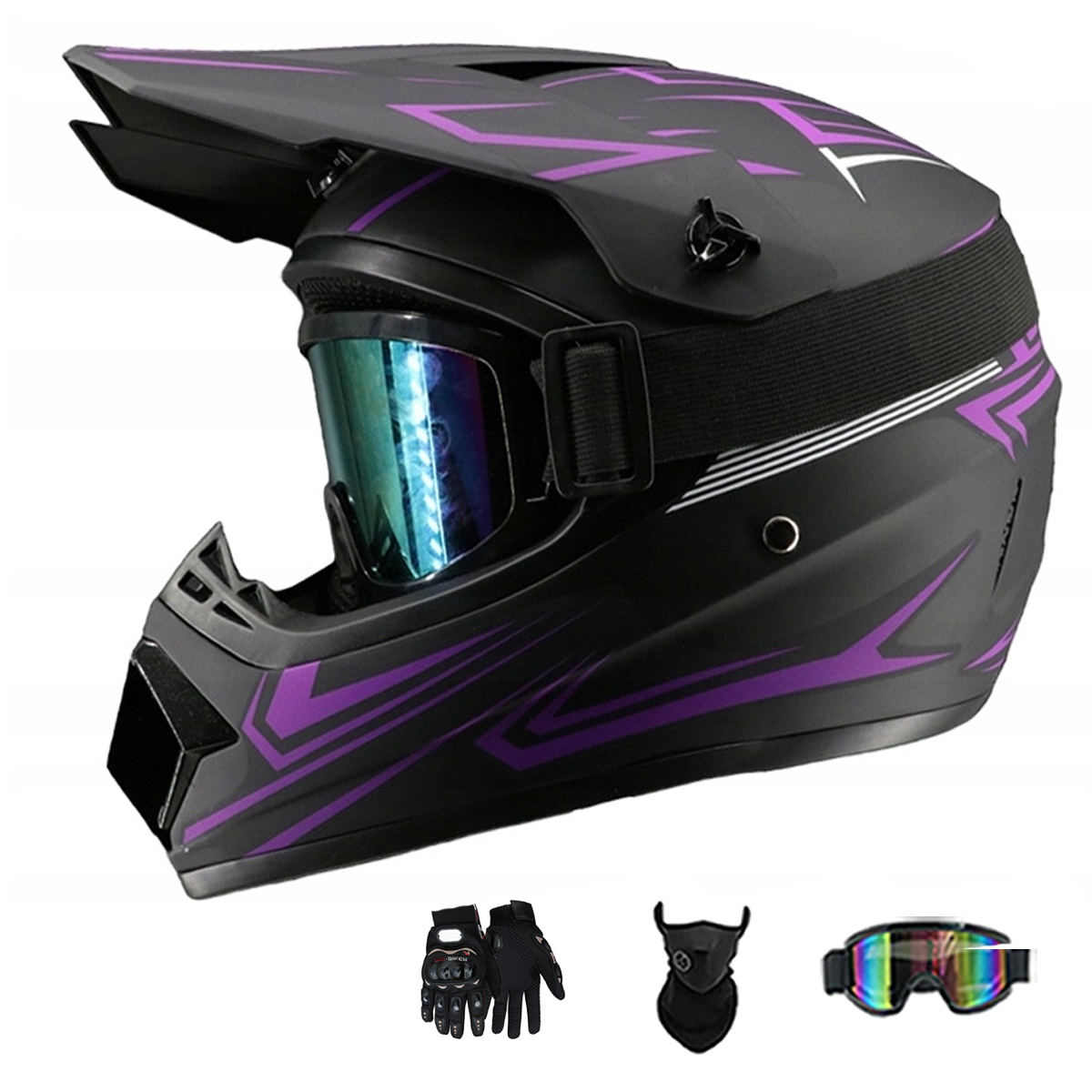 Motocyklová Přilba Lehká Enduro Quada Brýle Rukavice Maska M