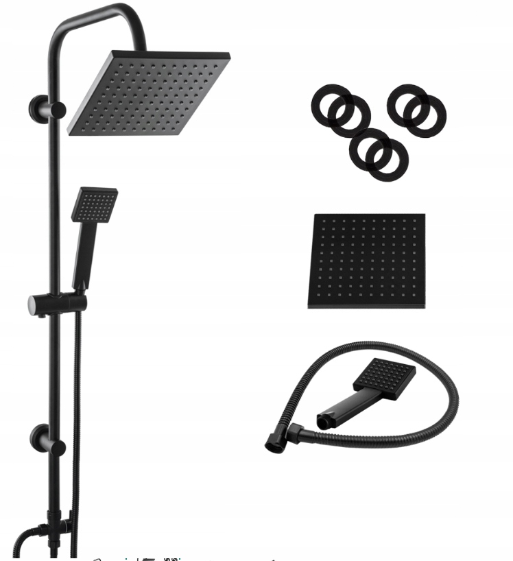 Sprchový set ZN1 černý s dešťovou sprchou Gamma
