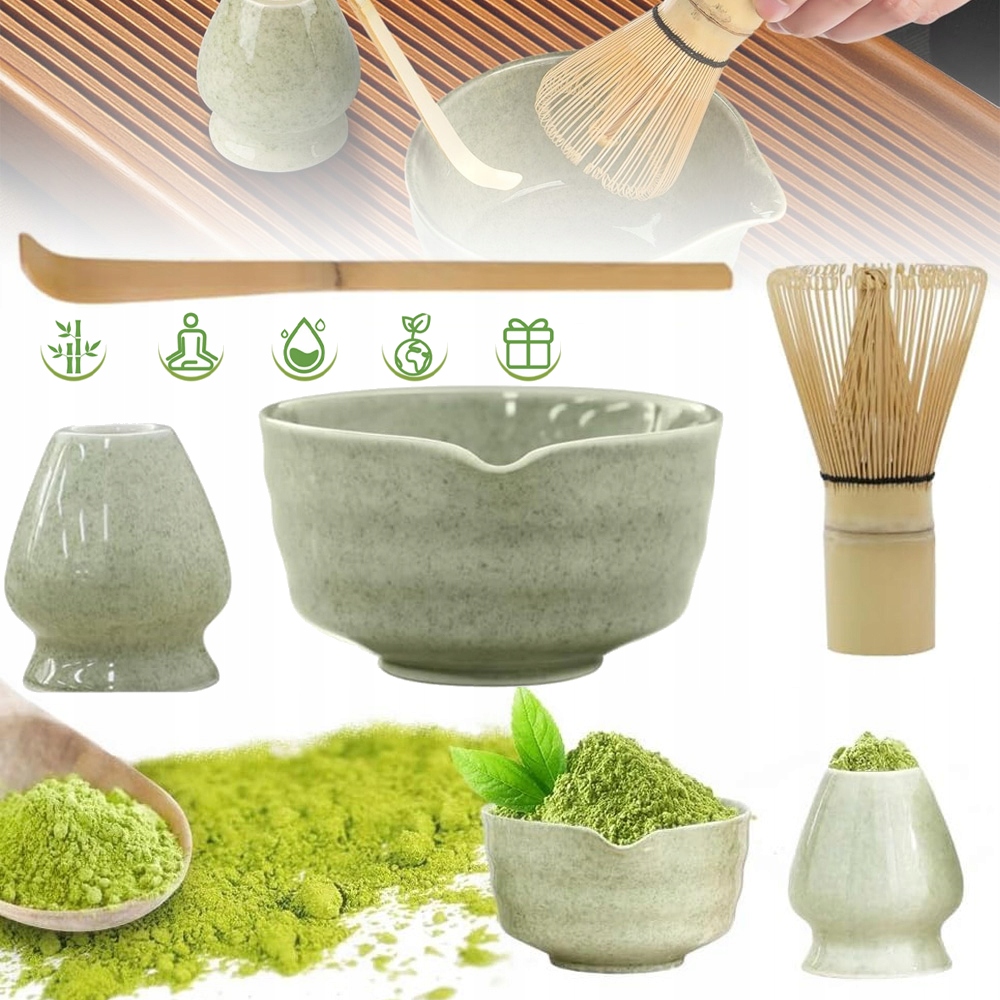 Levně Sada Na Matcha V Japonském Stylu S Šálek, Metličkou, Podstavcem A Lžičkou, 4 Kusy
