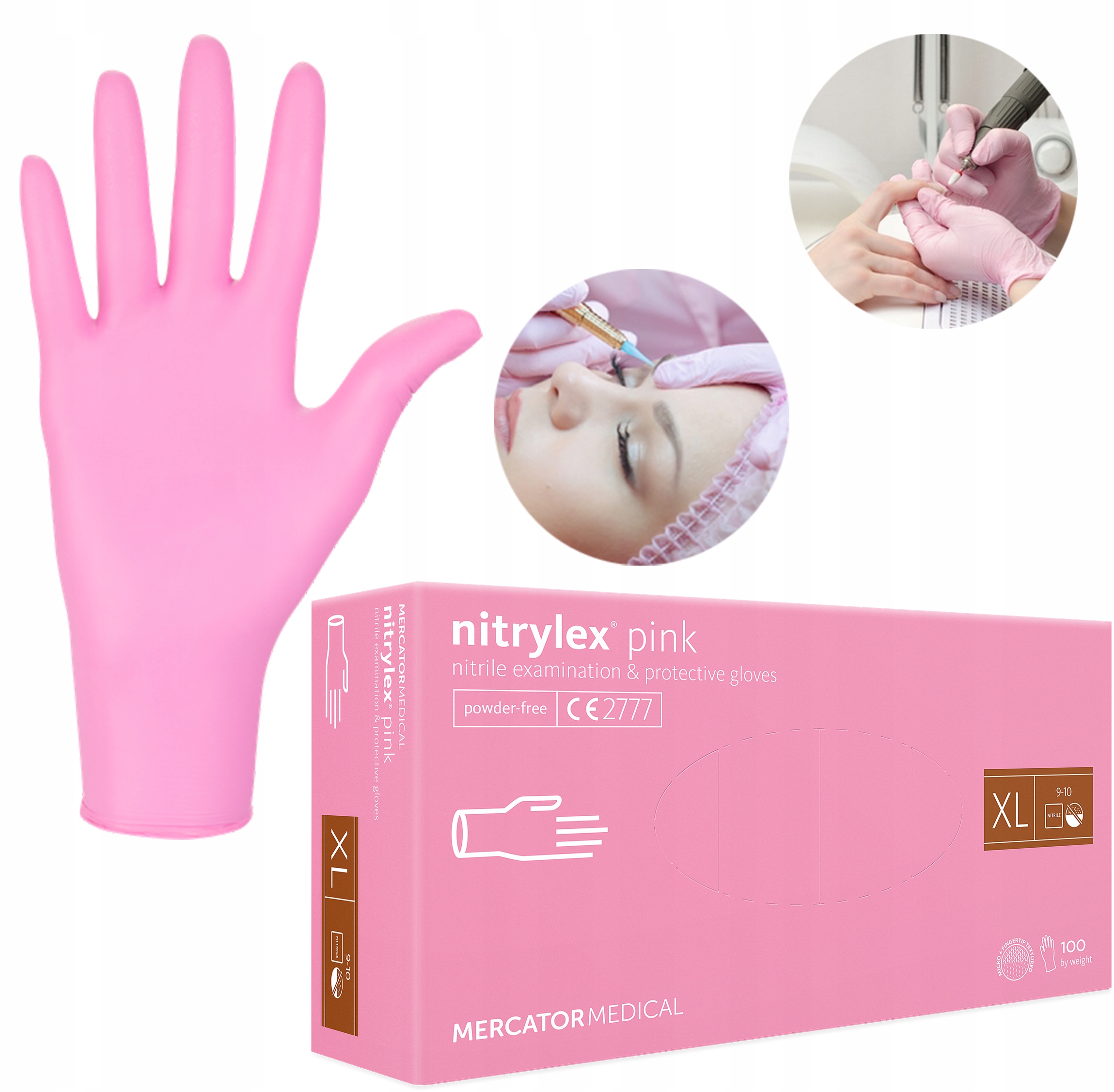 Rękawice Nitrylowe 100 szt. 10-XL Nitrylex Pink