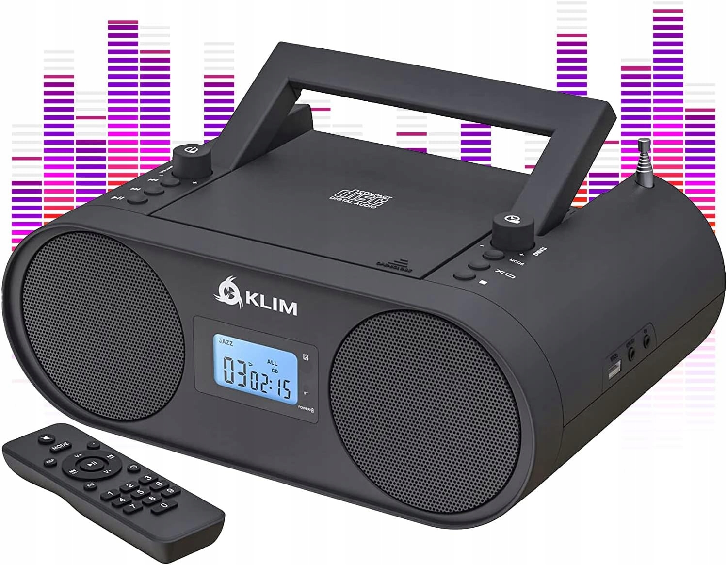 Klim Boombox B4 rádio s CD prehrávačom rádio Am/fm, MP3, Bluetooth