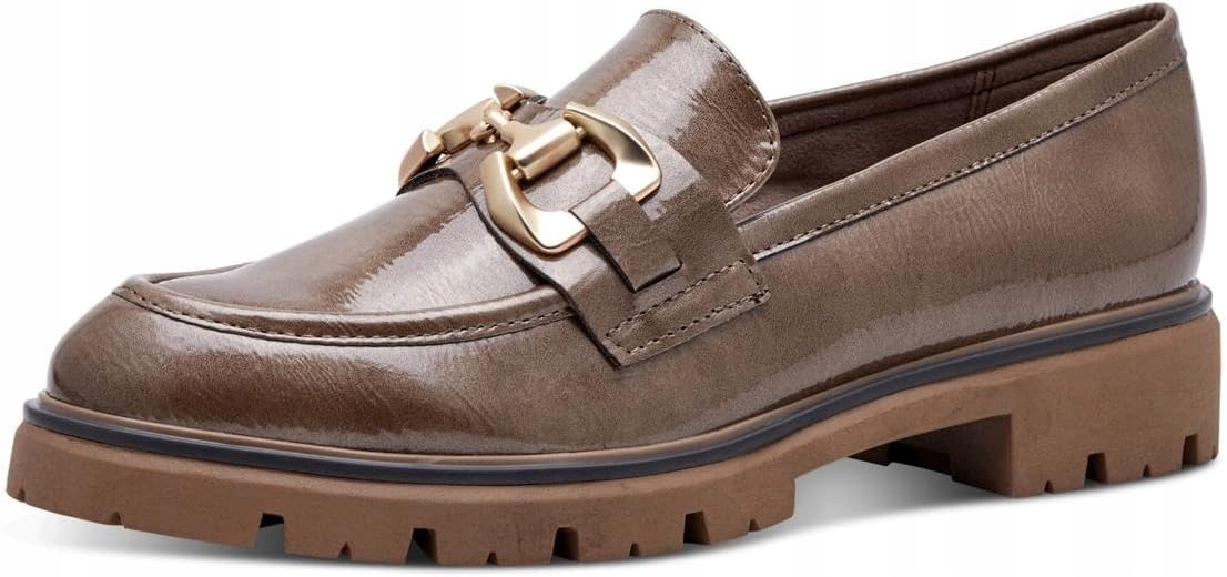 Marco Tozzi Lakované Mokasíny S Ozdobnou Klipelou, Hnědé, 38 6DA