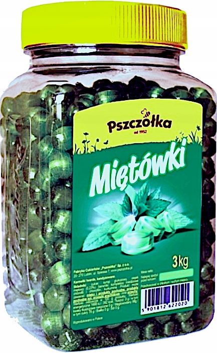 Levně Mátové Bonbóny Karamelky Tvrdé Kandované Pszczółka 3KG