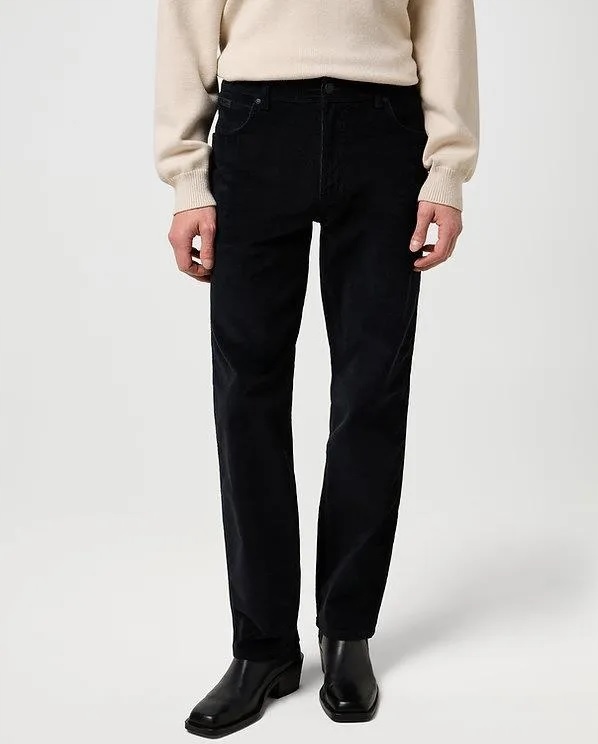 Pánské manšestry Wrangler Texas Straight Black 112370852 W36 L32 Jednoduché