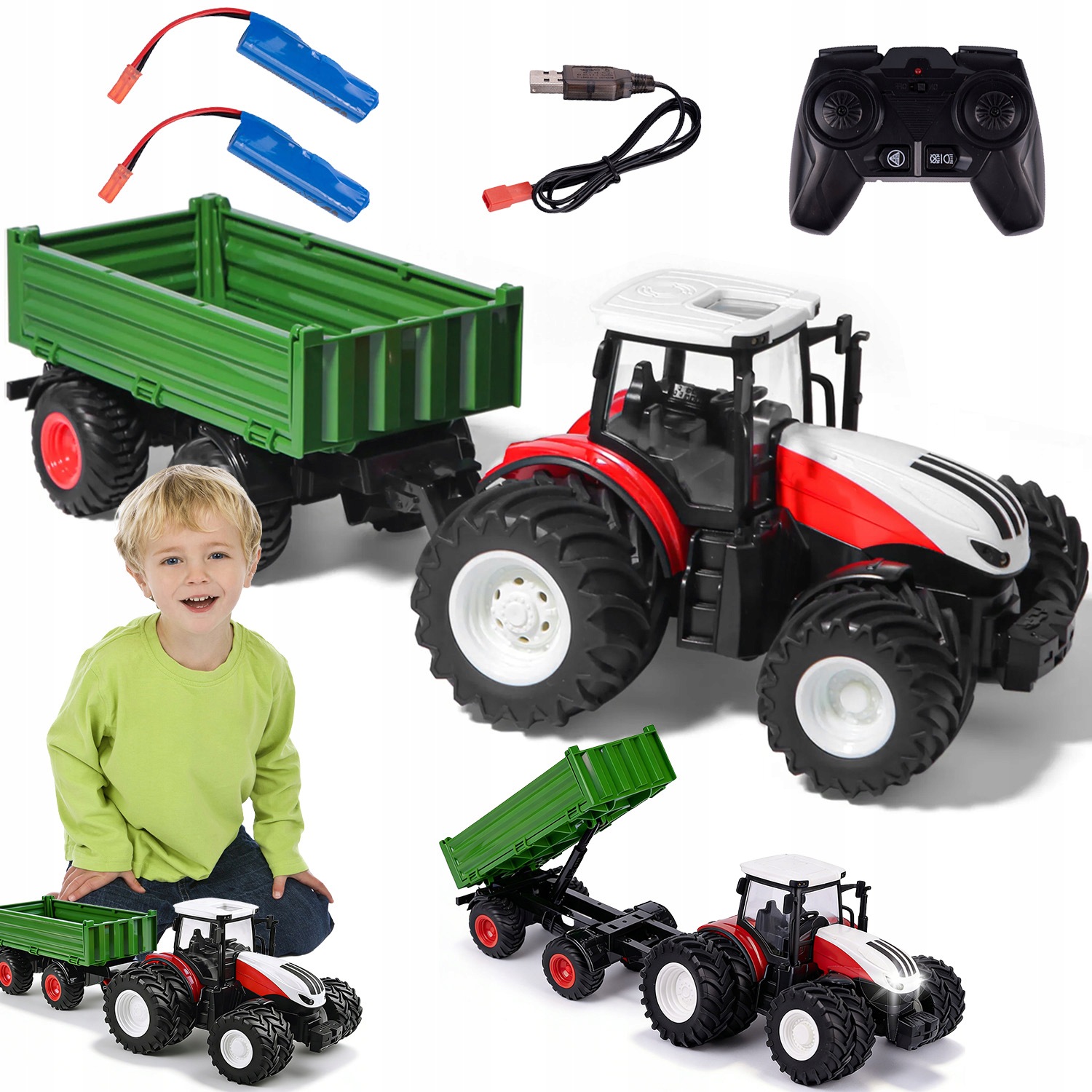 Traktor Z Przyczepą Zdalnie Sterowany Rc 1:24 2,4GHZ Farma Zasięg 80M Pilot