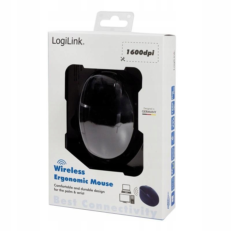 Logilink ID0139 Logilink Bezprzewodowa mysz ergonomiczna, 2,4 GHz, 1600 d