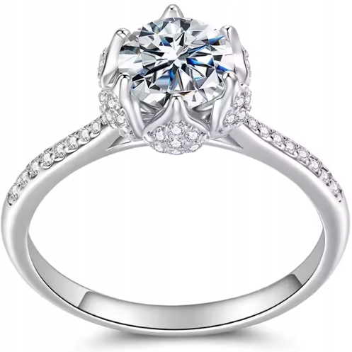 prstýnek z Moisanite, zlatý, 18 mm, vel 17, stříbro 925 1 ct