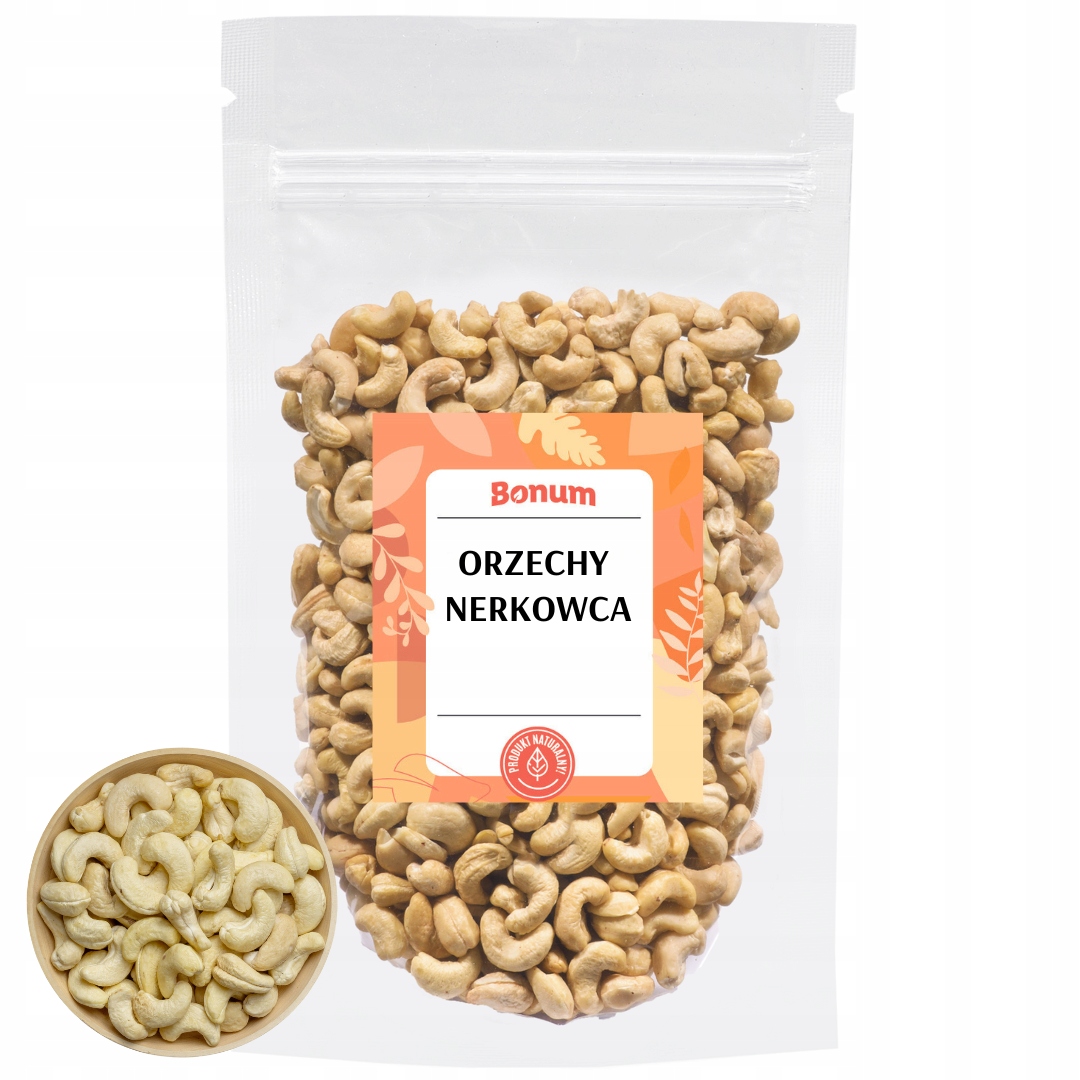 Kešu ořechy Celé přírodní Premium Zdravé sušené plody a ořechy Svačinka 1 kg Bonum