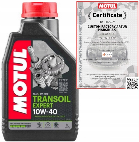 

Motul Transoil Expert 10W40 Olej Przekładniowy 1L
