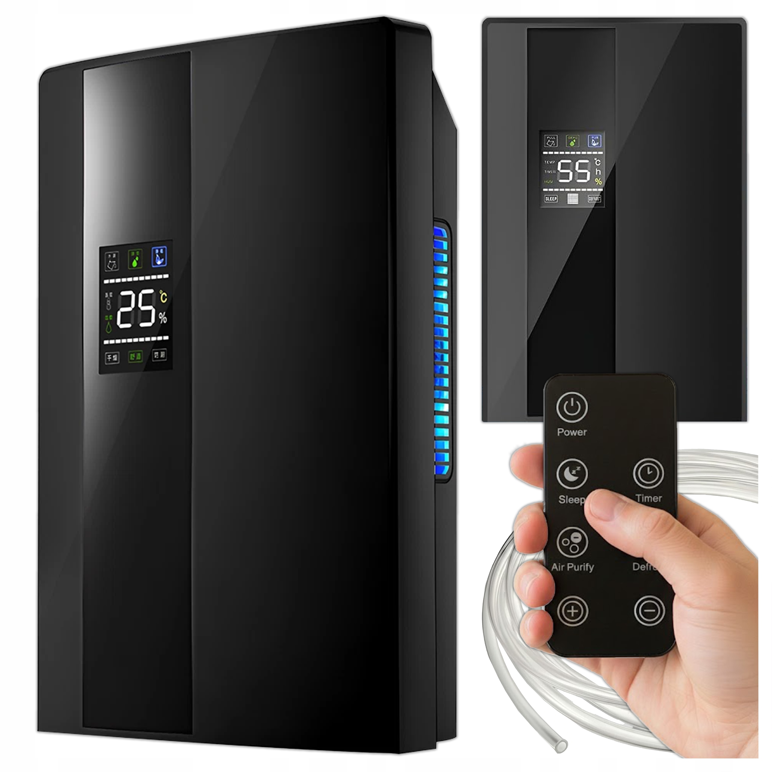 Pohlcovač Vlhkosti Odvlhčovač Vzduchu 2L Časovač Tichý 30dB Led Pilot 90 W