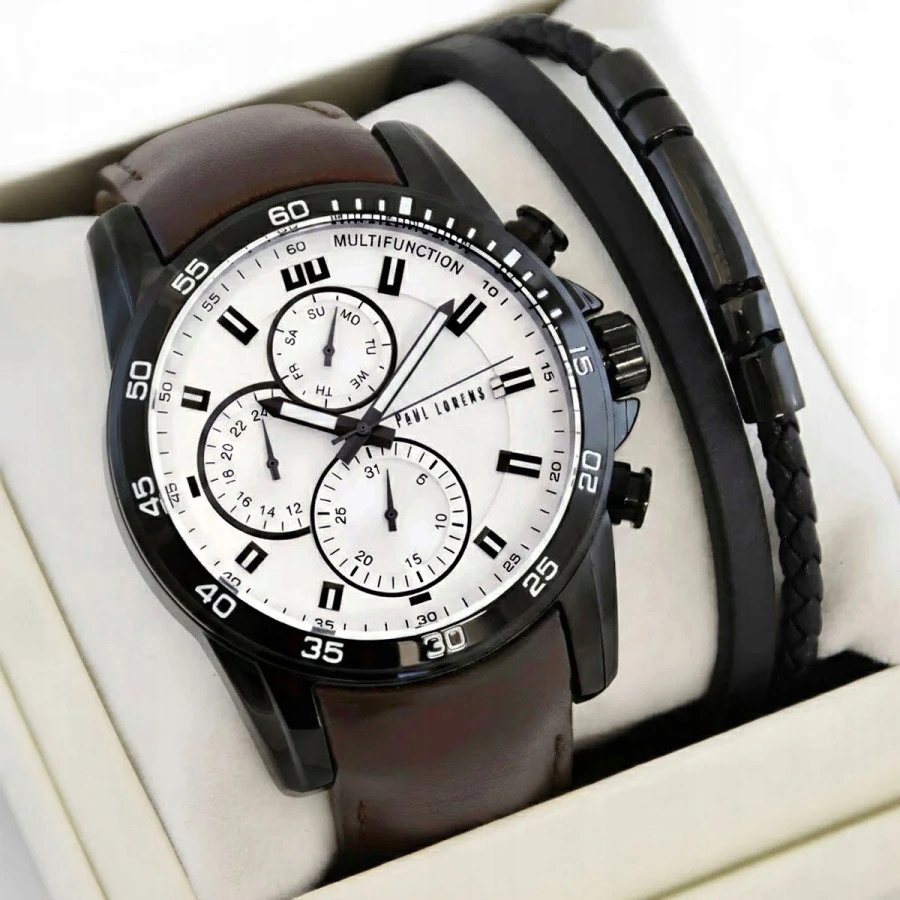 Sada pánských hodinek Paul Lorens Matias-kožený Pásek, klasický, elegantní