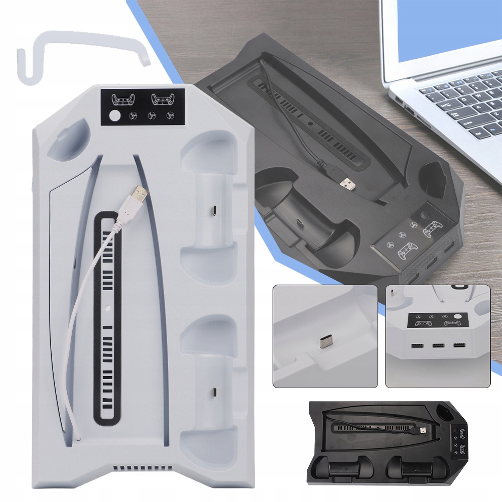 Pionowy Stojak Z Wentylatorem Chłodzącym I Stacją Ładującą, Dla Konsoli PS5