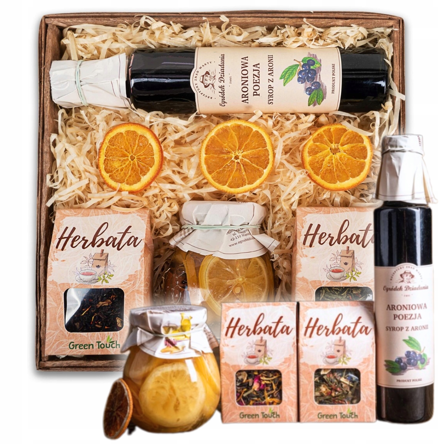 Levně Dárkový Koš Sada Čajů Citronový Sirup Přírodní Box K Narozeninám