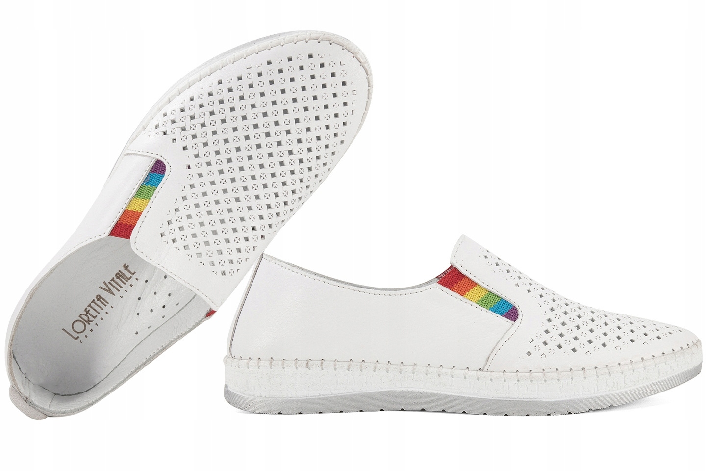 Loretta Vitale YN/30111 Dámské Mokasíny Kožené Polobotky Ažurové bílé 37