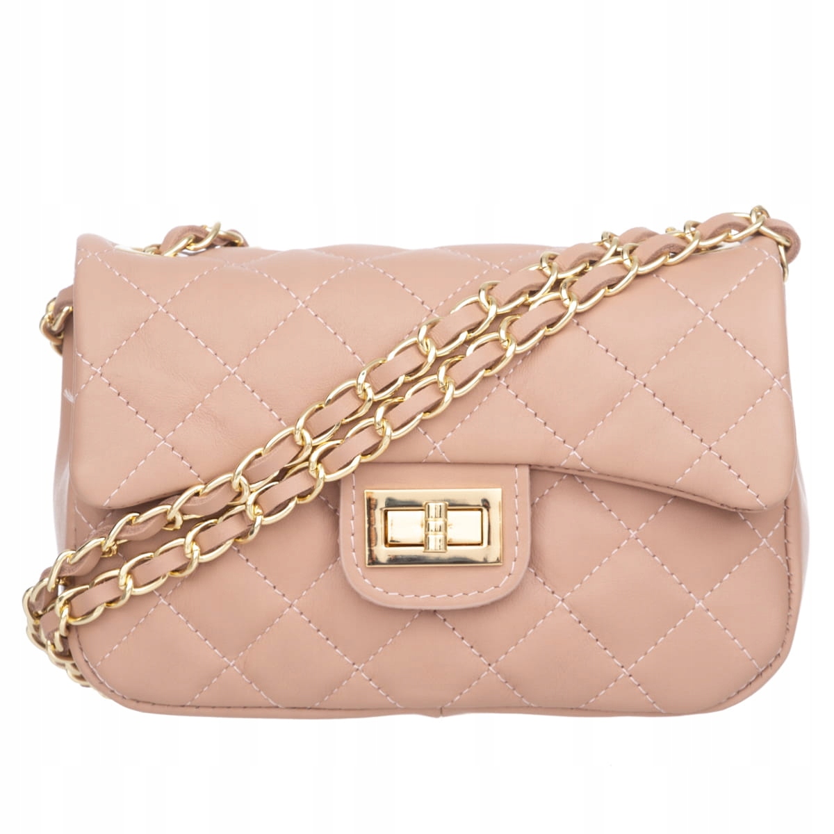 Kožená prošívaná kabelka Vezze Festa Pudrová